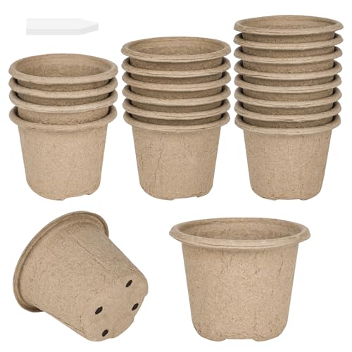 Pots de semis biodégradables, lot de 20, Ø 11 cm. Ces pots de plantation biodégradables sont fournis avec 20 étiquettes en plastique et conviennent à la...
