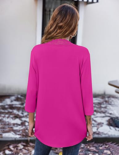 Zeagoo Women's Open Front Cardigans Lightweight 3/4 Sleeve Lace Kimono Soft Draped Cover Ups4