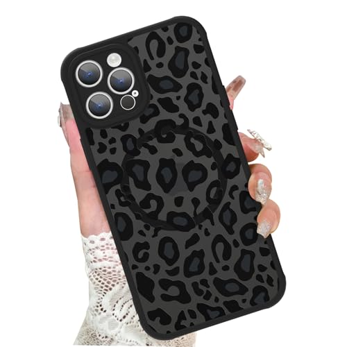 Image of KANGHAR Case for iPhone 12 Pro Max Phone Case Leopard Printed Pattern | Cute Cheetah [Compatible with Magsafe] Protective Magnetic Case for Girls Women Men 6.7 inch