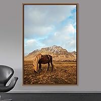 Framed Canvas Wall Art Horse Animals Dramatic Farmhouse/Country Horse Living Room Multicolor Photography - 16x24 inches