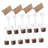 HIAKDOFT Soporte para Clips de Notas de Madera Natural, 60 Unidades Tarjetas de Cartón para Decoración de Bodas, Fiestas y Oficina, Portafotos y Soporte para Tarjetas en Estilo Aleatorio