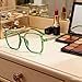 TIKATARER Blue Light Blocking Trend Polygon Spectacle, Lightweight Transparent Eyeglasses, Durable Comfortable Glasses with PC Silicone, Ideal for Men & Women (Green)