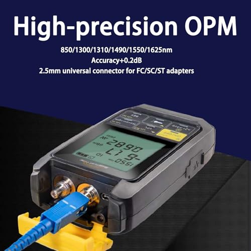 Image of 6 in 1 Fiber Optic Tester with Optical Power Meter,-50~+30dBm,VFL Function & RJ45 Cable Test, 850-1625nm Multi-Wavelength, Type-C Rechargeable, 500 Data Storage, Backlight Display, Handheld Tool