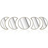 Real Glass Brushed Gold Metal Frame Moon Phases Decorative Mirror Set 8.5' Natural Minimalist Boho...