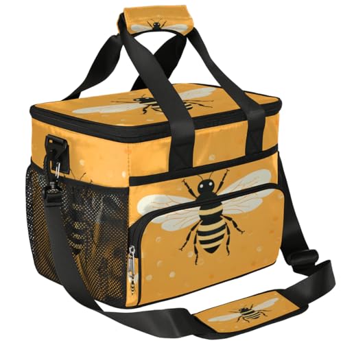 Yellow Bee Insulated Picnic Backpack Lunch Box for Women Men Picnic Basket Tote Lunch Bag Picnic Bag Portable Lunch Bags for Picnic, Beach, Work, Trip,Office, Camp Bee
