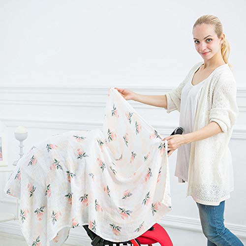Anbenser Receiving Baby Blanket For Boy Girl 47" X 47" Breathable Bamboo Cotton Muslin Swaddle Blankets Green Leaf #TOP6