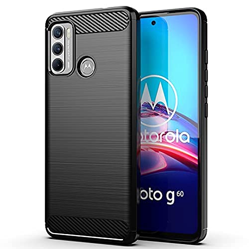 AA19 Shockproof Back Case Cover for Moto G60 |G40 Fusion (Carbon Fiber Brushed | Rubber | Black)