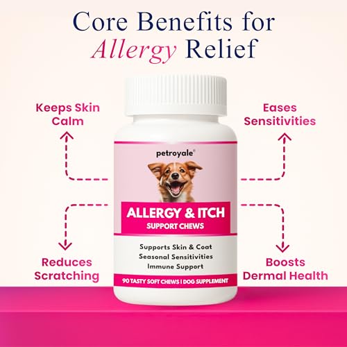 Image of Petroyale Allergy & Itch Support Chews for Dogs (90 Soft Chews) - Anti-Itch, Seasonal Allergy Relief, Skin & Coat Support, Immune Booster Supplement for Dogs, All Breeds