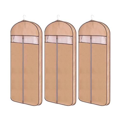 3 Pcs Garment Bags for Suits & Dresses, Breathable Dust Covers, Padded Hanging Clothes Storage, Dustproof Clothing Bags (Red, 60x130cm/24x51in)
