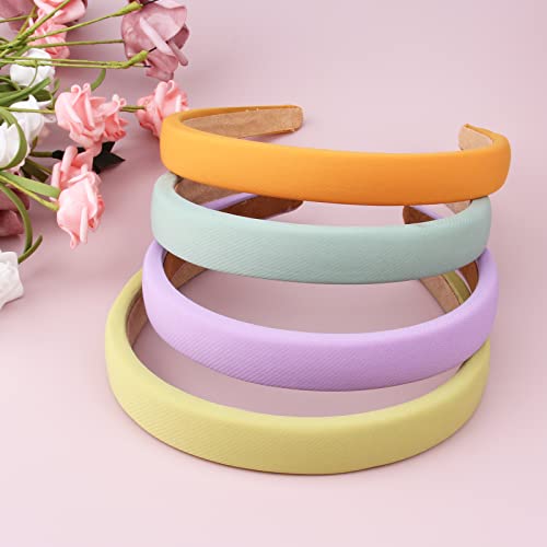 Wecoe 4 Pack Headbands For Women Fashion Headbands Thick Headbands Comfortable Soft Foam Headbands Orange Purple Green Headbands Solid Plain Headbands Halloween Hair Accessories For Women Girls(Set 2) #TOP5