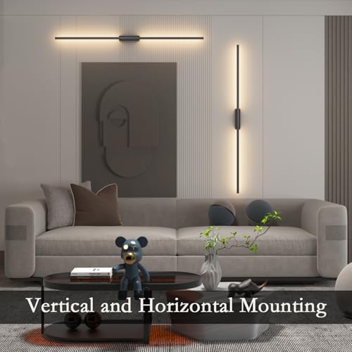 Image of 39.4In Battery Operated Wall Sconces Set of Two,12000mAh Wireless Rechargeable Sconces 3 Colors Dimmable with Remote for Living Room Bedroom