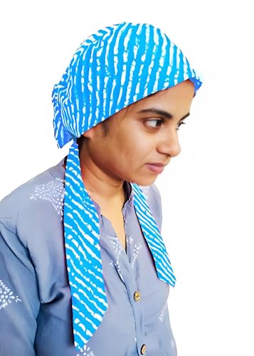 Image of Pure Cotton Double Layer Head Scarves Hair Wrap Cap, Adjustable Free Size Head Cover for Women, Girls, Under Helmet Cover