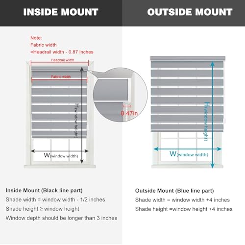 Changshade Custom Size Zebra Roller Blinds, Blackout(85%) Dual Layer Roller Blinds with Thermal Insulated for Office,Living Room,Bedroom,Fabric Blinds for Door Easy Installation, Dark Grey - Thumbnail 2