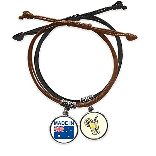 Bracelet Australie en cuir et corde tressée à la main coloris jaune citron