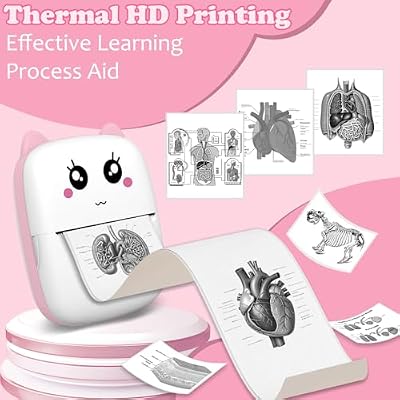 Mini Sticker Printer with 10 Rolls Paper, Thermal Printer Portable Sticker Maker, Bluetooth Inkless Printers Compatible with iOS & Android, Pocket Impresora Portatil for Notes, Journal, DIY, Kids Gift