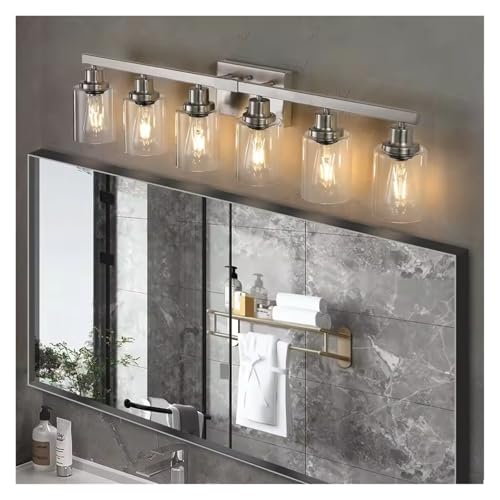 Modern 5/6-Light Bathroom Vanity Light Fixture - Brushed Nickel h