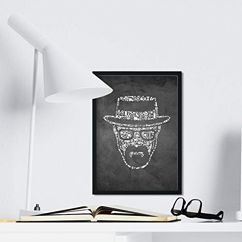 Nacnic - Poster Heisenberg Breaking Bad Blanco y Negro - Lámina Decorativa Fondo Pizarra - Impresión Arte Mural Serie TV - Decoración Pared Minimalista