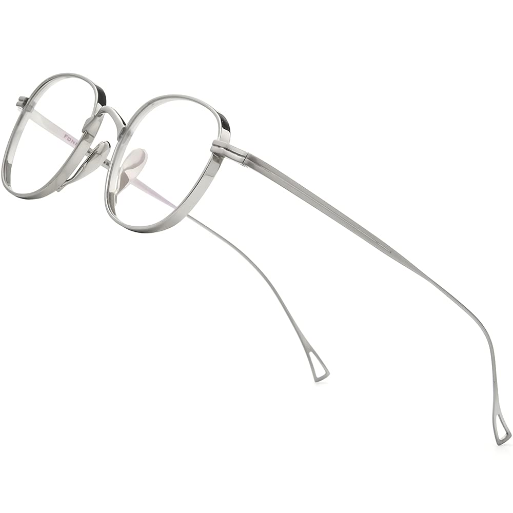FONEX Titanium Glasses Frame, Women Vintage Retro Round Myopia Optical Eyeglasses Frames