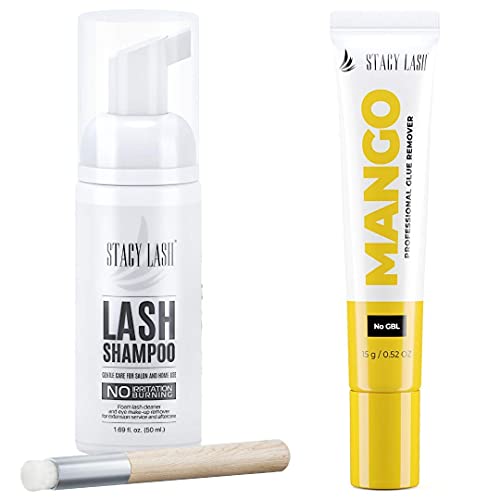 Stacy Lash 50Ml Shampoo + 15G Remover/Eyelid Foaming Cleanser/Wash For Extensions And Natural Lashes/Paraben & Sulfate Free Safe Makeup & Mascara Remover/Professional & Self Use #TOP25