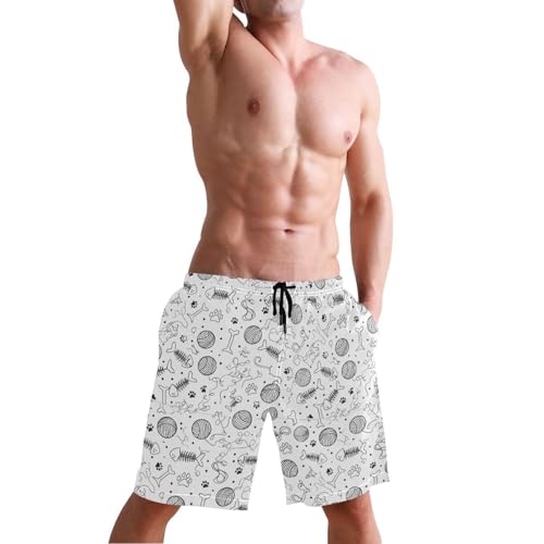 Quick Dry Fish Skeletons Men's Swimming Shorts Swim Trunks with Mesh Lining Beach Wear - S4