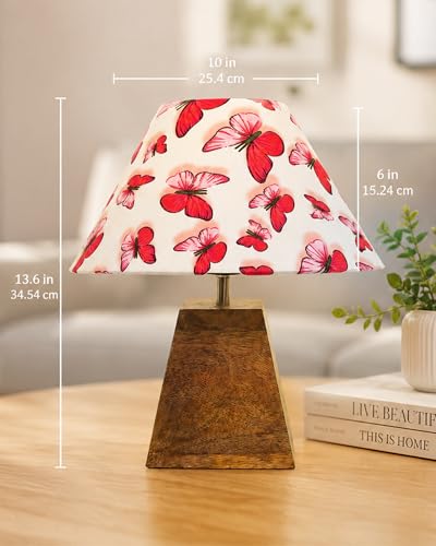 Image of Homesake Wooden Base Pyramid Table Lamp, Lamps for Living Room, Bedside Night Lamp, Lamp for Bedroom Decoration, Modern Home Decorative Light, Desk Lamp,Study Lamp, Home Decor, Marigold Shade