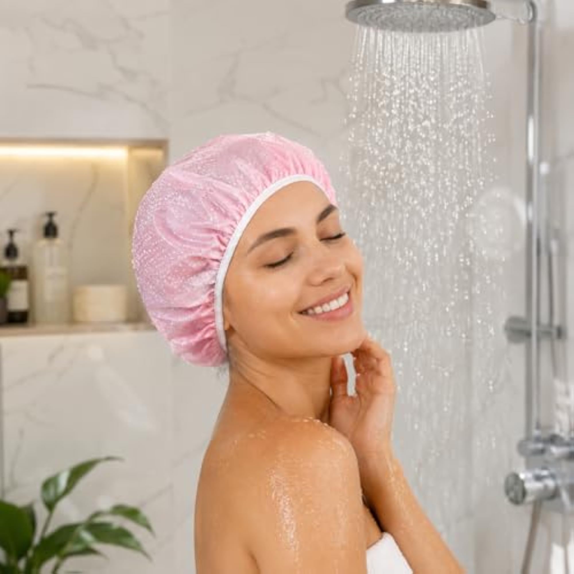Pack of 3 Reusable Waterproof Shower Caps