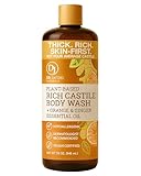 Dr. Jacobs Naturals Pure Castile Soap Liquid Body Wash, Orange & Ginger - Plant Based Soap Infused with Vitamin E & Aloe Vera to Moisturize Dry and Sensitive Skin - Made in The USA - 32 oz, Pack of 1