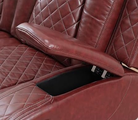 Miniatura 7 de Sofá reclinable eléctrico con luz LED para sala de estar, juego de sofá seccional reclinable de cuero de aire, soporte para tazas, consola de