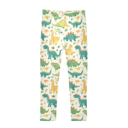 KLL Set Cartoon Watercolor Dinosaurs Toddler Girls' Cotton Pants Comfortable Full Length Lounge Pants Exercise