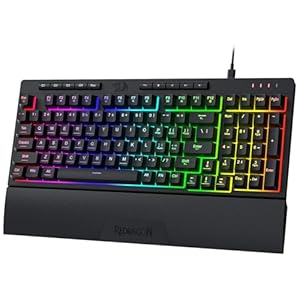 Redragon K515 Shiva Wired RGB Membrane Gaming Keyboard, 98 Keys Mechanical-Feel Keyboard w/Smooth Linear Switch, On-Board Macro & Dedicated Multimedia Keys, Detachable Wrist Rest, Software Supported