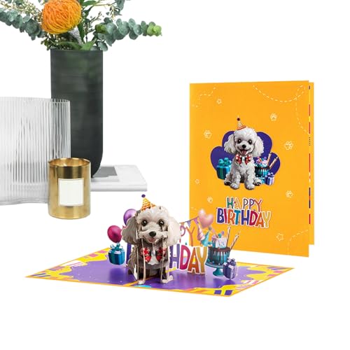 ユーモアあふれる 犬 誕生日カード | ホリデー ペーパー グリーティング カード,クリエイティブ 3D ポストカード デコレーション 女性 大人 子供 男性 母 ギフト用