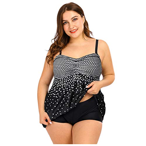 Tummy Control Tankini Swimsuits for Women,Jchen Polka Dot Print Tankini Swimdress with Boyshorts Swimwear Bathing Suits