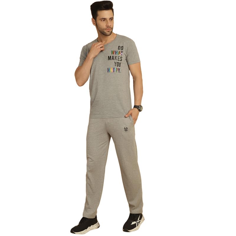 Image of VIMAL JONNEY White Cotton Printed CO-ORD Set Tracksuit for Men-T PRT 23 WHT D10 WHT. 02-P