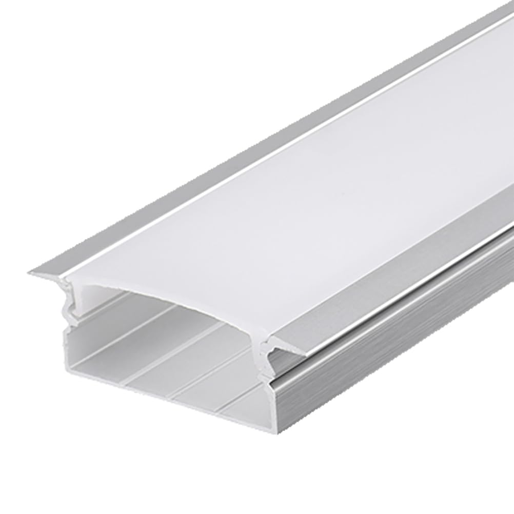 RISHORI 3.3FT/1M LED Channel Aluminum U Shape with edge Silver LED Strip Diffuser Channel with Milky White Cover Easy Installation,23mm*10mm with edge