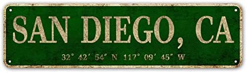 LINStore San Diego, CA City Sign Vintage Metal Wall Art Office/Home/Classroom Decor 4” x 16”