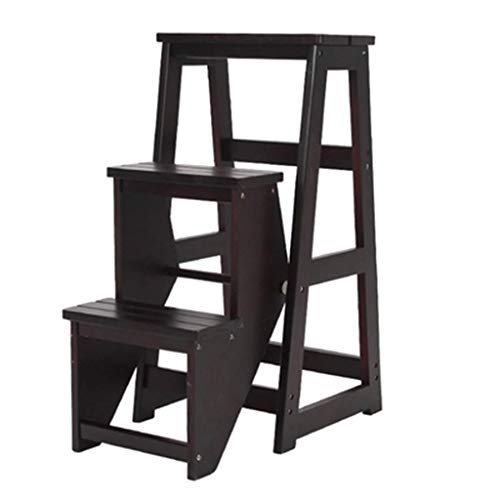 Taburete escalonado plegable de madera con 3 peldaños antideslizantes para biblioteca y hogar 2