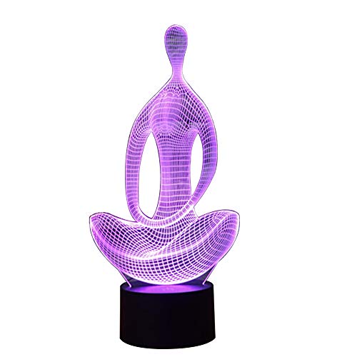 KAKA Store 3D Optical Illusion Desk Lamp 7 Colors Change Touch Button USB Nightlight Produces Unique Visualization Lighting Effects Art Sculpture Light Yoga Meditation