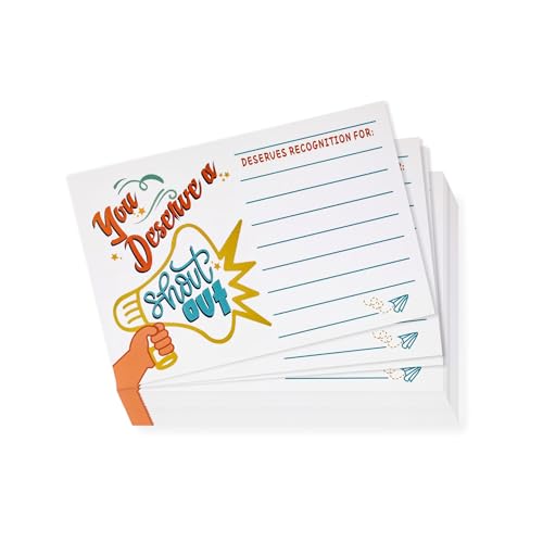 AMAZINGSUN 52 Pcs Positive Shout Out Card – Appreciation and Recognition Cards for Teachers, Students, Employees, and Office Staff – Motivational Reward Cards for School Workplace