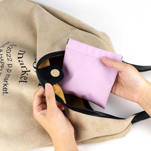 4 Pcs Cosmetic Bag Snap Closure Leather Organizer Pouch Small Makeup Bag for Purse Self-Closing Pocket Cosmetics Bags for Women Portable Waterproof Mini Travel Storage Pouch for Jewelry Squeeze Top3