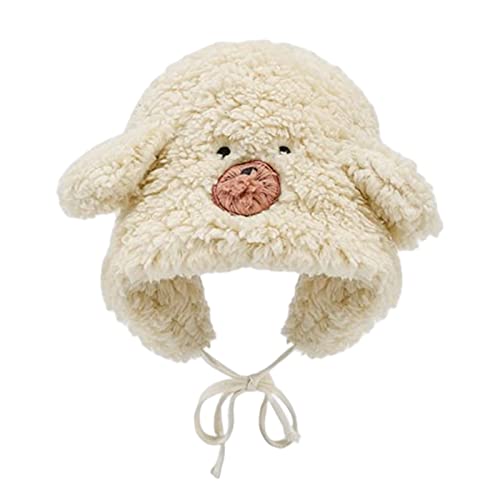 Bear Earflap Ski Hat Bear Ear Hat Plush Trapper Hat Winter Warm Bear Hat Hat Hooded Hat Fleece Earflap Hat Beige