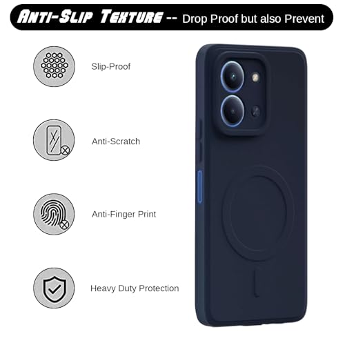 Image of Back Cover | MagFit Ring Design (Non-Magnetic) | Shockproof Case | Anti-Slip Grip | Raised Camera Edges | Slim Protective Case for Mi Redmi 15C 5G / Poco C85 5G (Steel Blue)