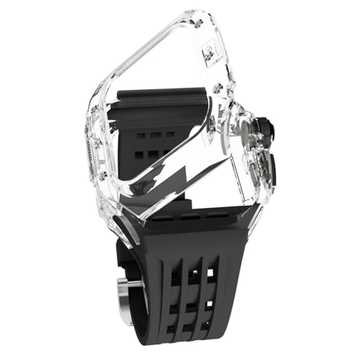 Kit modification Apple Watch 45mm transparent avec bracelet caoutchouc et boîtier de rechange
