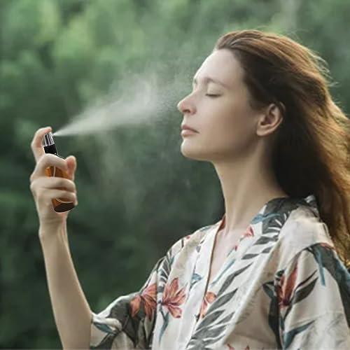 Nutabevr 4 Stück Braun Zerstäuber Sprühflasche, 2x100 ml + 2x50ml Sprühflasche Klein Glas mit trichte und tropferr, Glas Sprayflasche Leer, Sprühflaschen zum Befüllen Tragbares, für Kosmetik Öle