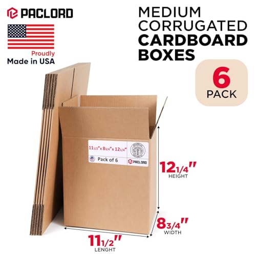 Image of Medium Cardboard Boxes 11 1 /2 inchL x 8 3 /4 inchW x 12 1 /4 inchH (Pack of 6) - USA-Made Packing Boxes for Moving, Shipping, or Storage - USPS, UPS, FedEx Approved - Professional Packing Supplies for Moving | USA-Made Packing Boxes for Moving, Shipping, or Storage - USPS, UPS, FedEx Approved - Professional Packing Supplies