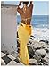 Verdusa Women's 3 Piece Floral Print Bikini Sets Swimsuit with Mesh Maxi Skirt Yellow Small