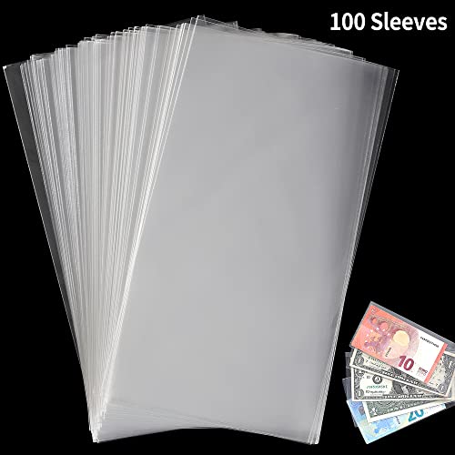 100 Pieces Dollar Bill Holder With Storage Box, Clear Paper Money Sleeves Currency Sleeves And Holder Money Collection Sleeves Bank Note Sleeves For Collector Pn02 #TOP3