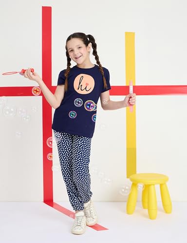 Image of Amazon Brand - Symbol Girls Relaxed Fit Printed Rayon Jogger Pants | Elasticated Waistband | Age 2-14 Years