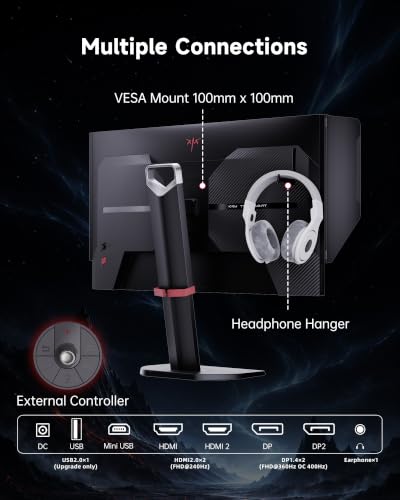Image of KTC 25M2 Pro 400Hz Gaming Monitor, 24.5 Inch 360Hz Gaming Monitor 1080P, Fast IPS, 1ms GTG, DAC, Adaptive Sync, Vertical Monitors w /Shielding Hood, HDMI DP, Tilt /Swivel /Pivot /Height Adjustment, VESA