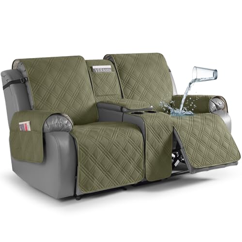 TAOCOCO Loveseat Recliner Cover with Center Console, 100% Waterproof Pet