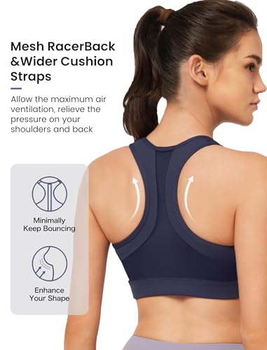Image of Yvette Zip Front Sports Bra - High Impact Sports Bras for Women Plus Size Workout Fitness Running